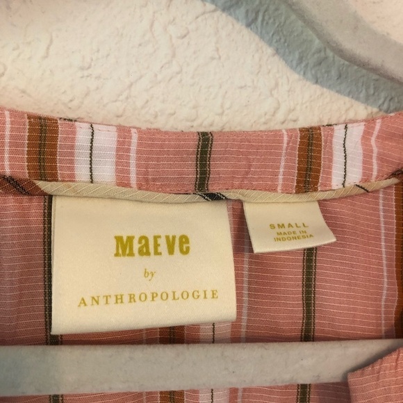 Anthropologie Maeve Brenda Striped Balloon Sleeve Blouse Small - Picture 5 of 8